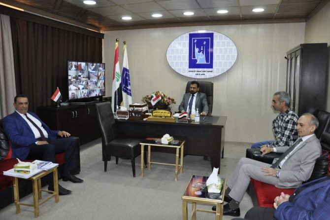 عضو مجلس المفوضين ورئيس اللجنة المشرفة على إدارة مكتب انتخابات كركوك القاضي عامر موسى محمد الحسيني يستقبل محافظة كركوك ورئيس الجبهة التركمانية
