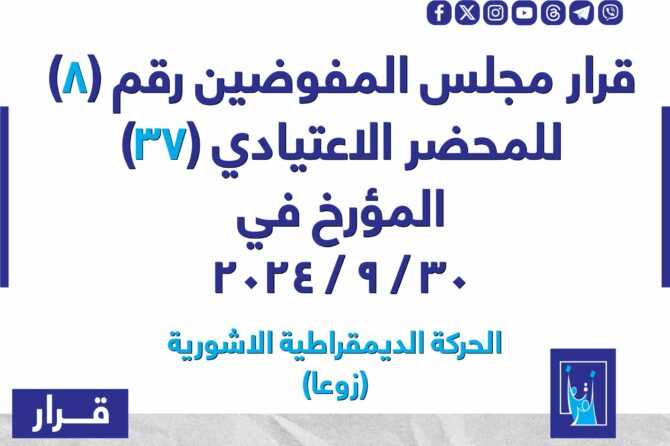 قرار مجلس المفوضيـن رقم (8) للمحضر الاعتيادي (37) المـؤرخ فـــي 2024/9/30